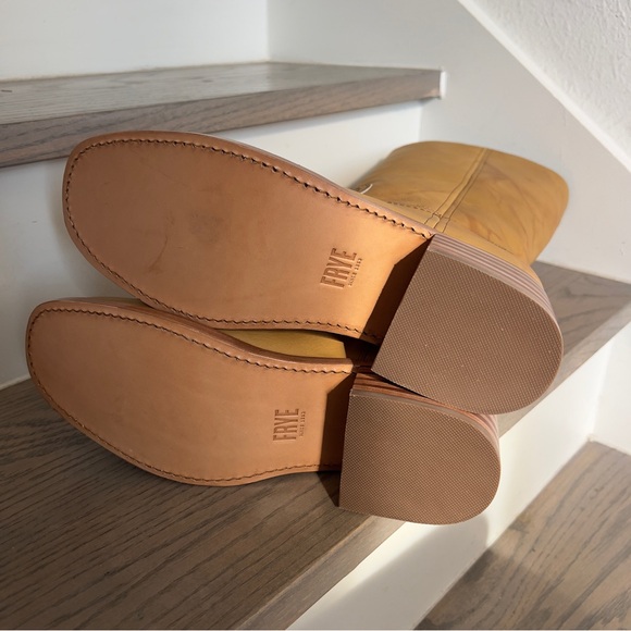 NWOB Frye Anthropologie Campus 14L Wide Calf Montana Leather Boots Banana Yellow - Picture 12 of 13